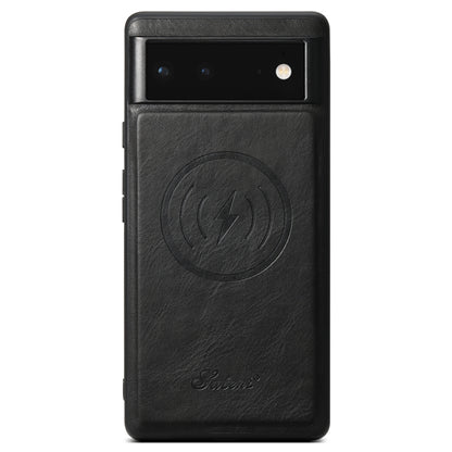 For Google Pixel 6a Suteni H15 Oil Eax Leather Detachable Wallet Back Phone Case(Black) - Google Cases by Suteni | Online Shopping South Africa | PMC Jewellery | Buy Now Pay Later Mobicred