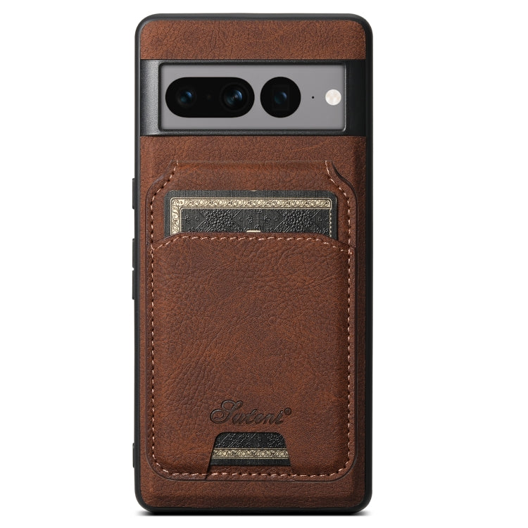 For Google Pixel 7 Pro Suteni H16 Litchi Texture Leather Detachable Wallet Back Phone Case(Brown) - Google Cases by Suteni | Online Shopping South Africa | PMC TechLife | Buy Now Pay Later Mobicred