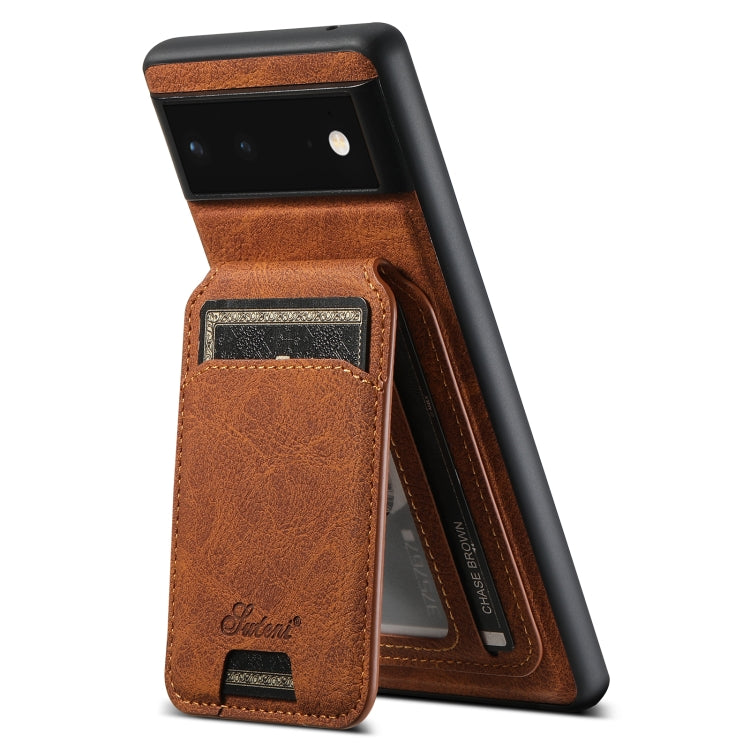 For Google Pixel 6 Suteni H16 Litchi Texture Leather Detachable Wallet Back Phone Case(Khaki) - Google Cases by Suteni | Online Shopping South Africa | PMC TechLife | Buy Now Pay Later Mobicred