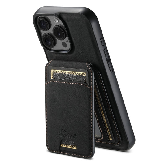 For iPhone 16 Pro Suteni H16 Litchi Texture Leather Detachable Wallet Back Phone Case(Black) - iPhone 16 Pro Cases by Suteni | Online Shopping South Africa | PMC Jewellery | Buy Now Pay Later Mobicred