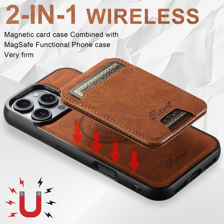 For iPhone 16 Plus Suteni H16 Litchi Texture Leather Detachable Wallet Back Phone Case(Khaki) - free shipping - PMC Jewellery - Order now!