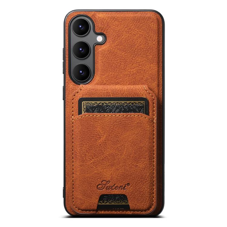 For Samsung Galaxy S25+ 5G Suteni H16 Litchi Texture Leather Detachable Wallet Back Phone Case(Khaki) - Galaxy S25+ 5G Cases by Suteni | Online Shopping South Africa | PMC TechLife | Buy Now Pay Later Mobicred