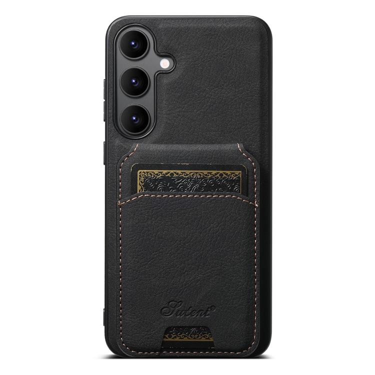 For Samsung Galaxy S25 5G Suteni H16 Litchi Texture Leather Detachable Wallet Back Phone Case(Black) - Galaxy S25 5G Cases by Suteni | Online Shopping South Africa | PMC TechLife | Buy Now Pay Later Mobicred