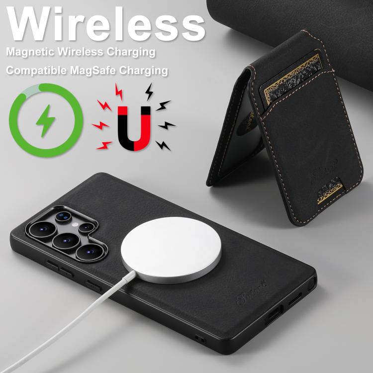 For Samsung Galaxy S25 5G Suteni H16 Litchi Texture Leather Detachable Wallet Back Phone Case(Black) - Galaxy S25 5G Cases by Suteni | Online Shopping South Africa | PMC TechLife | Buy Now Pay Later Mobicred