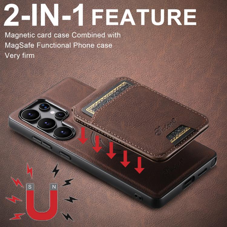 For Samsung Galaxy S25 5G Suteni H16 Litchi Texture Leather Detachable Wallet Back Phone Case(Brown) - Galaxy S25 5G Cases by Suteni | Online Shopping South Africa | PMC TechLife | Buy Now Pay Later Mobicred