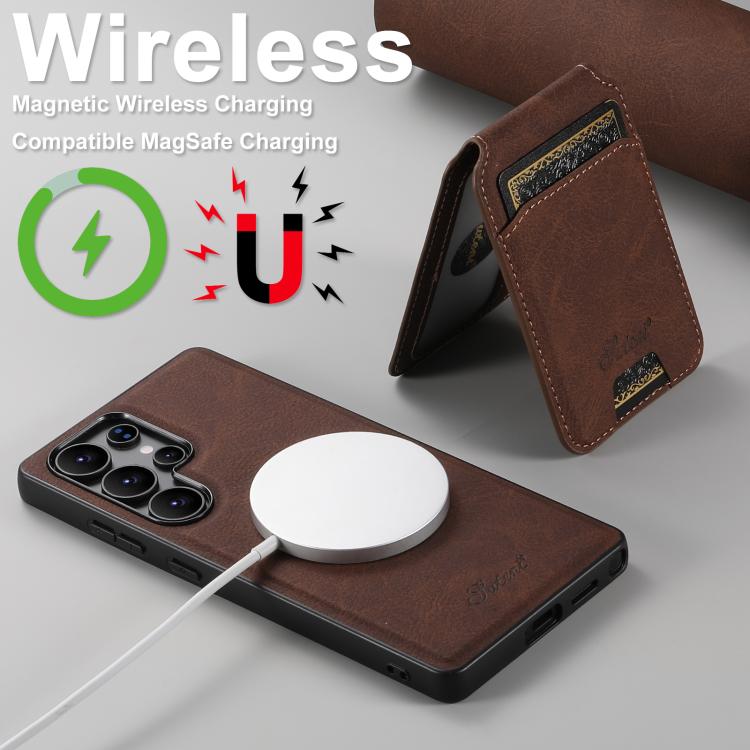 For Samsung Galaxy S25 5G Suteni H16 Litchi Texture Leather Detachable Wallet Back Phone Case(Brown) - Galaxy S25 5G Cases by Suteni | Online Shopping South Africa | PMC TechLife | Buy Now Pay Later Mobicred