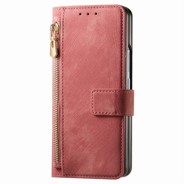 For Samsung Galaxy Z Fold5 5G Retro MagSafe Magnetic Zipper Wallet Leather Phone Case(Pink) - Galaxy Z Fold5 Cases by PMC TechLife | Online Shopping South Africa | PMC TechLife | Buy Now Pay Later Mobicred