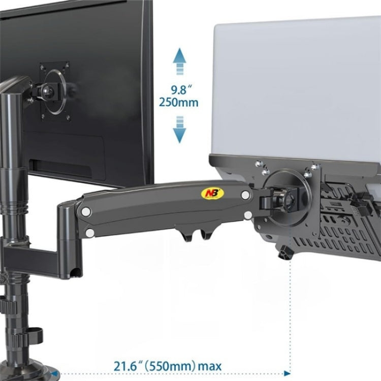 NORTH BAYOU NB H180 FP-2 Laptop Gas Spring Full Motion Dual Arm Clamp 22 - 32 inch LCD TV Monitor Desk Holder - Laptop Stand by PMC Jewellery | Online Shopping South Africa | PMC Jewellery | Buy Now Pay Later Mobicred