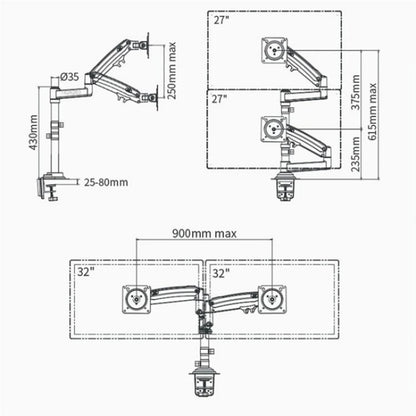 NORTH BAYOU NB H180 FP-2 Laptop Gas Spring Full Motion Dual Arm Clamp 22 - 32 inch LCD TV Monitor Desk Holder - Laptop Stand by PMC Jewellery | Online Shopping South Africa | PMC Jewellery | Buy Now Pay Later Mobicred