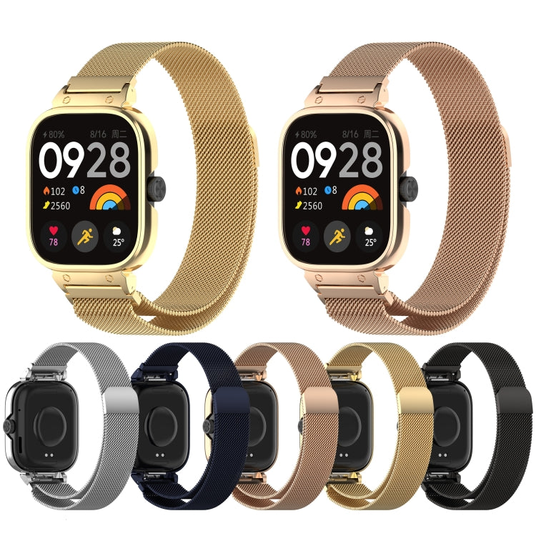 For Redmi Watch 4 Milan Magnetic Steel Mesh Watch Band + Watch Metal Frame(Gold) - free shipping - PMC TechLife - Order now!