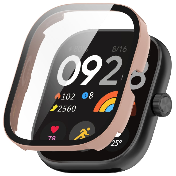 For Redmi Watch 4 Tempered Film Integrated PC Watch Protective Case(Pink) - Watch Cases by PMC TechLife | Online Shopping South Africa | PMC TechLife | Buy Now Pay Later Mobicred