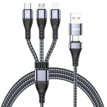 ENKAY 6-in-1 5A USB / Type-C to Type-C / 8 Pin / Micro USB Multifunction Fast Charging Cable, Cable Length:1m(Grey) - Multifunction Cable by ENKAY | Online Shopping South Africa | PMC Jewellery | Buy Now Pay Later Mobicred