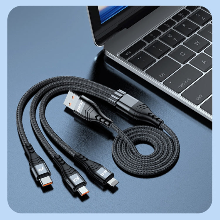 ENKAY 3-in-1 6A USB to Type-C / 8 Pin / Micro USB Multifunction Fast Charging Cable, Cable Length:1m(Grey) - Multifunction Cable by ENKAY | Online Shopping South Africa | PMC Jewellery | Buy Now Pay Later Mobicred