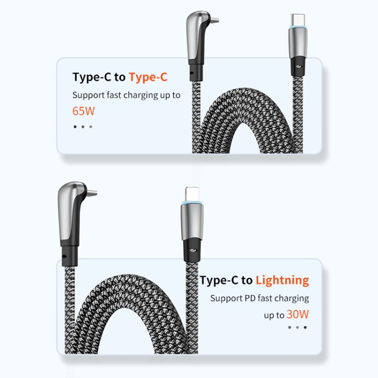 ENKAY PD30W Elbow Type-C to 8 Pin Fast Charging Data Braid Cable with Indicator Light, Length:1.2m - 2 in 1 Cable by ENKAY | Online Shopping South Africa | PMC Jewellery | Buy Now Pay Later Mobicred