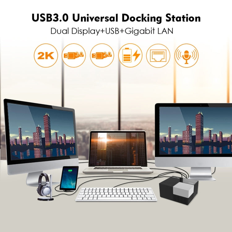 WAVLINK WL-UG39DK3 Fast Charging Gigabit Ethernet Dual Display Video Dock USB 3.0 Hub, Plug:US Plug -  by WAVLINK | Online Shopping South Africa | PMC Jewellery | Buy Now Pay Later Mobicred