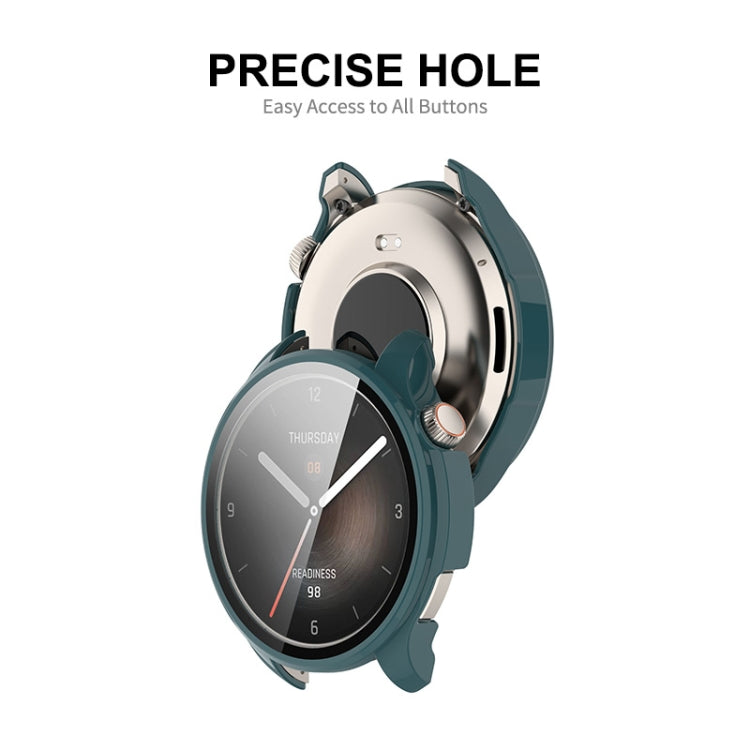 For Amazfit Balance A2286 ENKAY Hat-Prince Full Coverage Tempered Glass Film Integrated PC Watch Case(Dark Green) - Watch Cases by ENKAY | Online Shopping South Africa | PMC Jewellery