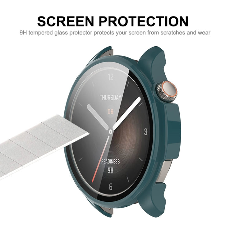 For Amazfit Balance A2286 ENKAY Hat-Prince Full Coverage Tempered Glass Film Integrated PC Watch Case(Dark Blue) - Watch Cases by ENKAY | Online Shopping South Africa | PMC TechLife | Buy Now Pay Later Mobicred