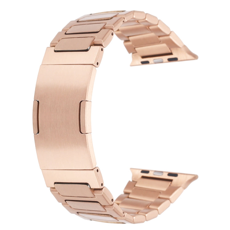 For Apple Watch SE 2023 40mm Stainless Steel H-Shaped Fold Buckle Watch Band(Rose Gold) - Watch Bands by PMC Jewellery | Online Shopping South Africa | PMC Jewellery