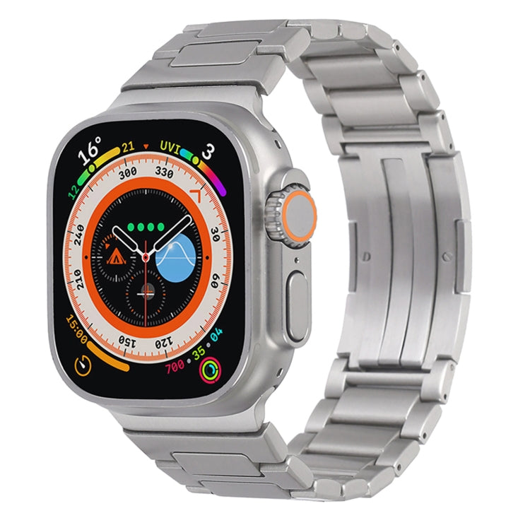 For Apple Watch Series 9 45mm Stainless Steel H-Shaped Fold Buckle Watch Band(Silver) - Watch Bands by PMC TechLife | Online Shopping South Africa | PMC TechLife | Buy Now Pay Later Mobicred