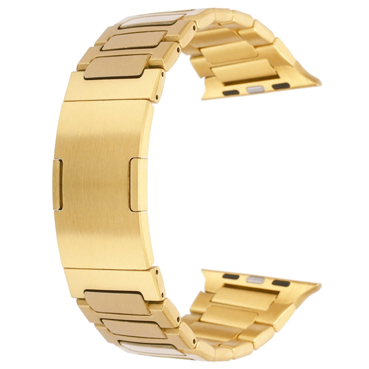 For Apple Watch Series 8 45mm Stainless Steel H-Shaped Fold Buckle Watch Band(Gold) - Watch Bands by PMC TechLife | Online Shopping South Africa | PMC TechLife | Buy Now Pay Later Mobicred