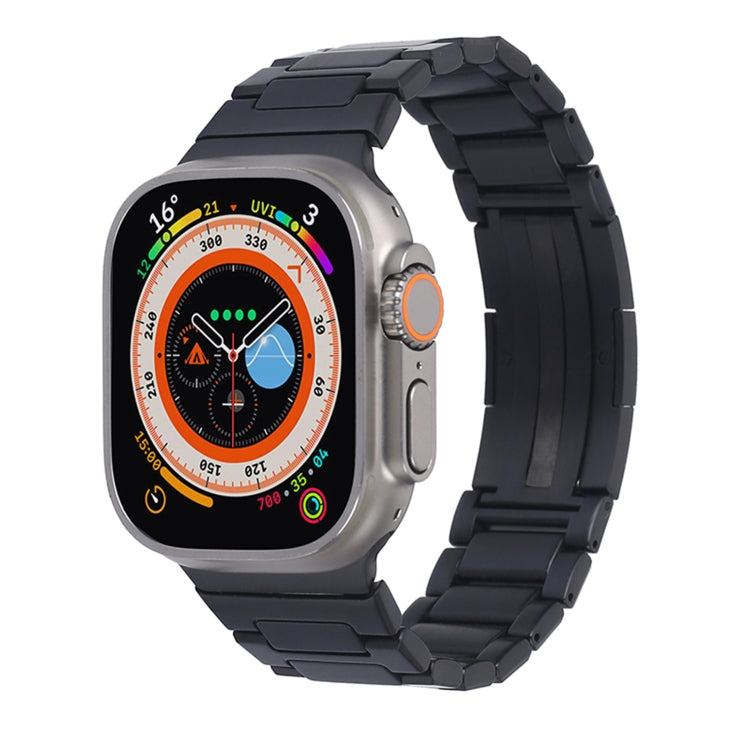 For Apple Watch Series 7 45mm Stainless Steel H-Shaped Fold Buckle Watch Band(Black) - Watch Bands by PMC TechLife | Online Shopping South Africa | PMC TechLife | Buy Now Pay Later Mobicred