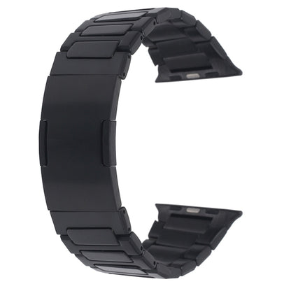 For Apple Watch SE 2022 40mm Stainless Steel H-Shaped Fold Buckle Watch Band(Black) - Watch Bands by PMC Jewellery | Online Shopping South Africa | PMC Jewellery