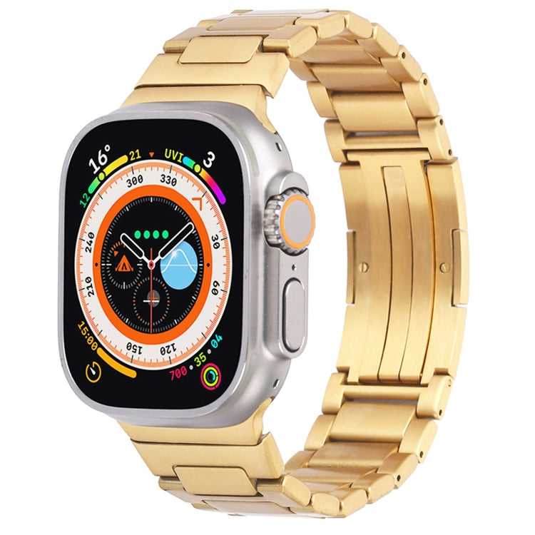 For Apple Watch Series 5 40mm Stainless Steel H-Shaped Fold Buckle Watch Band(Gold) - Watch Bands by PMC TechLife | Online Shopping South Africa | PMC TechLife | Buy Now Pay Later Mobicred