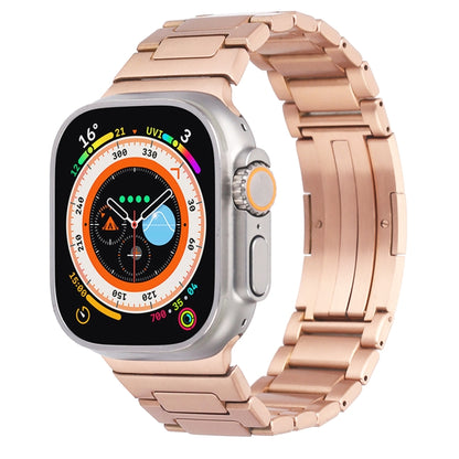 For Apple Watch Series 4 44mm Stainless Steel H-Shaped Fold Buckle Watch Band(Rose Gold) - Watch Bands by PMC Jewellery | Online Shopping South Africa | PMC Jewellery