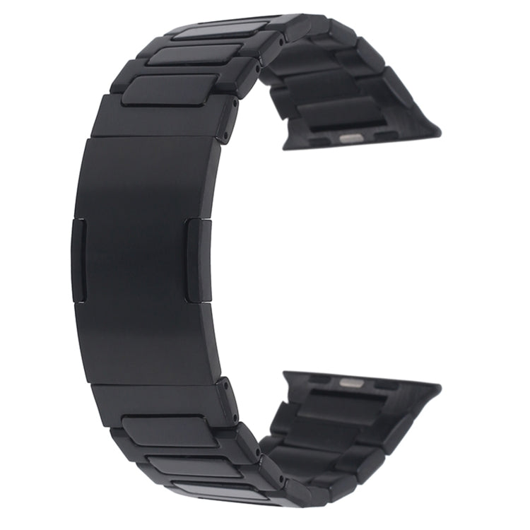 For Apple Watch Series 3 42mm Stainless Steel H-Shaped Fold Buckle Watch Band(Black) - Watch Bands by PMC Jewellery | Online Shopping South Africa | PMC Jewellery