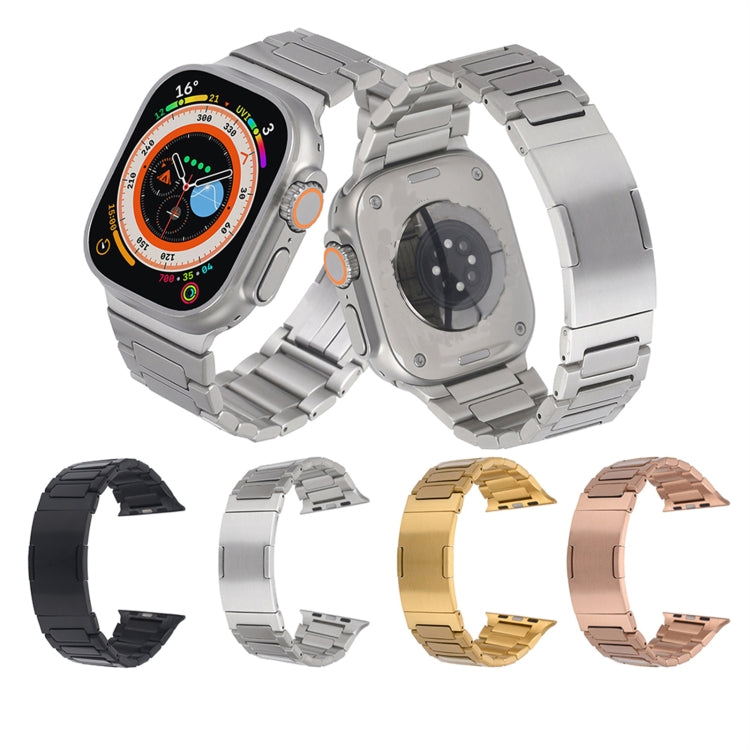 For  Apple Watch Ultra 49mm Stainless Steel H-Shaped Fold Buckle Watch Band(Gold) - Watch Bands by PMC TechLife | Online Shopping South Africa | PMC TechLife | Buy Now Pay Later Mobicred