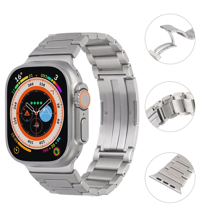 For Apple Watch Series 9 45mm Stainless Steel H-Shaped Fold Buckle Watch Band(Silver) - Watch Bands by PMC TechLife | Online Shopping South Africa | PMC TechLife | Buy Now Pay Later Mobicred