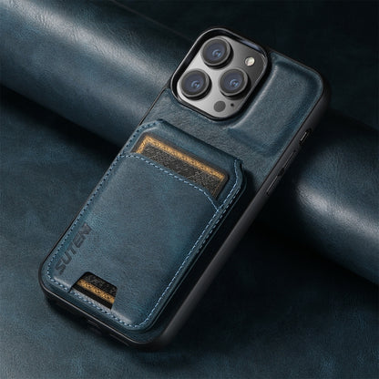 For iPhone 16 Suteni H02 Leather Wallet Stand Back Phone Case(Blue) - iPhone 16 Cases by Suteni | Online Shopping South Africa | PMC Jewellery | Buy Now Pay Later Mobicred