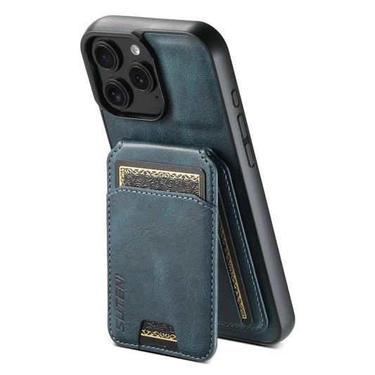 For iPhone 16 Pro Suteni H02 Leather Wallet Stand Back Phone Case(Blue) - iPhone 16 Pro Cases by Suteni | Online Shopping South Africa | PMC Jewellery | Buy Now Pay Later Mobicred