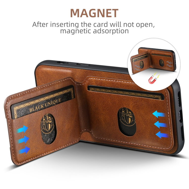 For iPhone 16 Plus Suteni H02 Leather Wallet Stand Back Phone Case(Brown) - free shipping - PMC Jewellery - Order now!