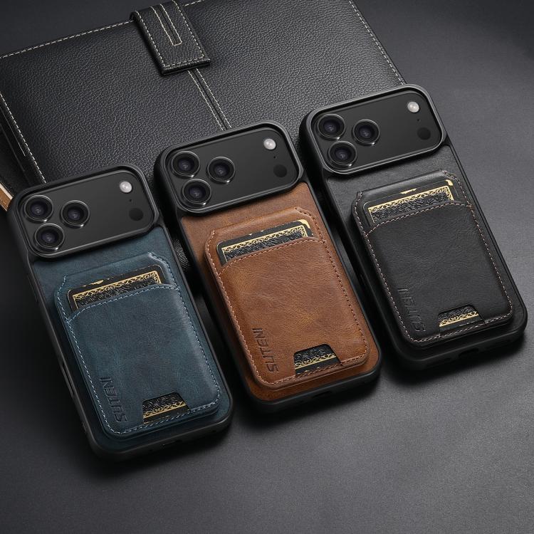 For iPhone 15 Suteni H02 Leather Wallet Stand Back Phone Case(Brown) - free shipping - PMC Jewellery - Order now!