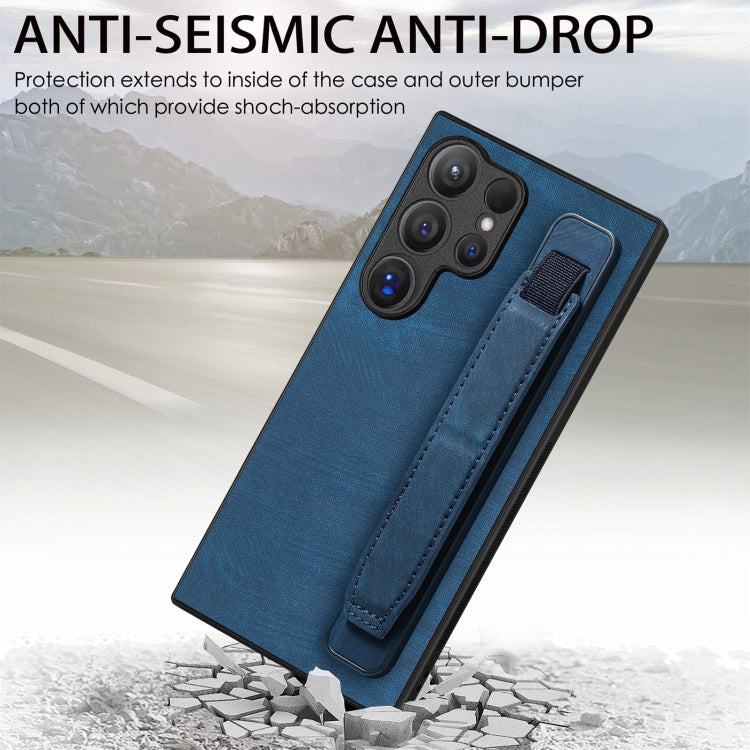 For Samsung Galaxy S24 Ultra 5G Retro Wristband Holder Leather Back Phone Case(Blue) - free shipping - PMC TechLife - Order now!