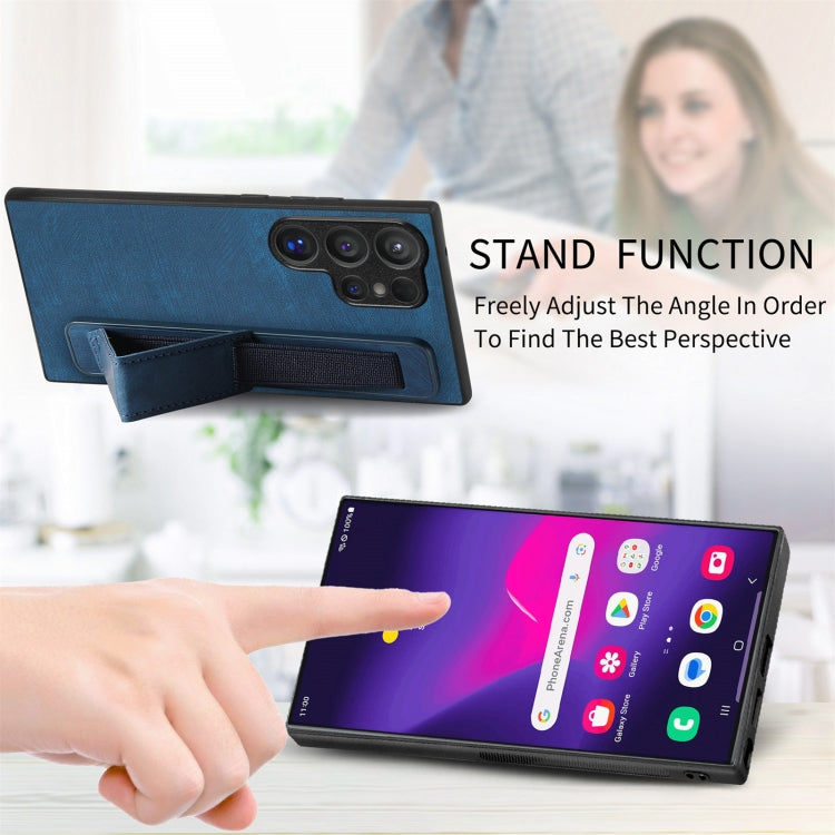 For Samsung Galaxy S24 Ultra 5G Retro Wristband Holder Leather Back Phone Case(Blue) - free shipping - PMC TechLife - Order now!