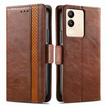 For vivo X100 CaseNeo Splicing Dual Magnetic Buckle Leather Phone Case(Brown) - X100 Cases by imak | Online Shopping South Africa | PMC Jewellery | Buy Now Pay Later Mobicred