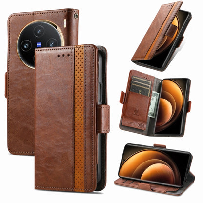 For vivo X100 Pro CaseNeo Splicing Dual Magnetic Buckle Leather Phone Case(Brown) - X100 Pro Cases by imak | Online Shopping South Africa | PMC Jewellery | Buy Now Pay Later Mobicred