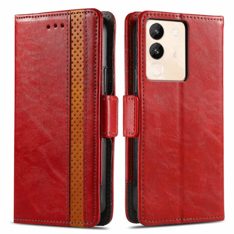 For vivo X100 Pro CaseNeo Splicing Dual Magnetic Buckle Leather Phone Case(Red) - X100 Pro Cases by imak | Online Shopping South Africa | PMC Jewellery | Buy Now Pay Later Mobicred