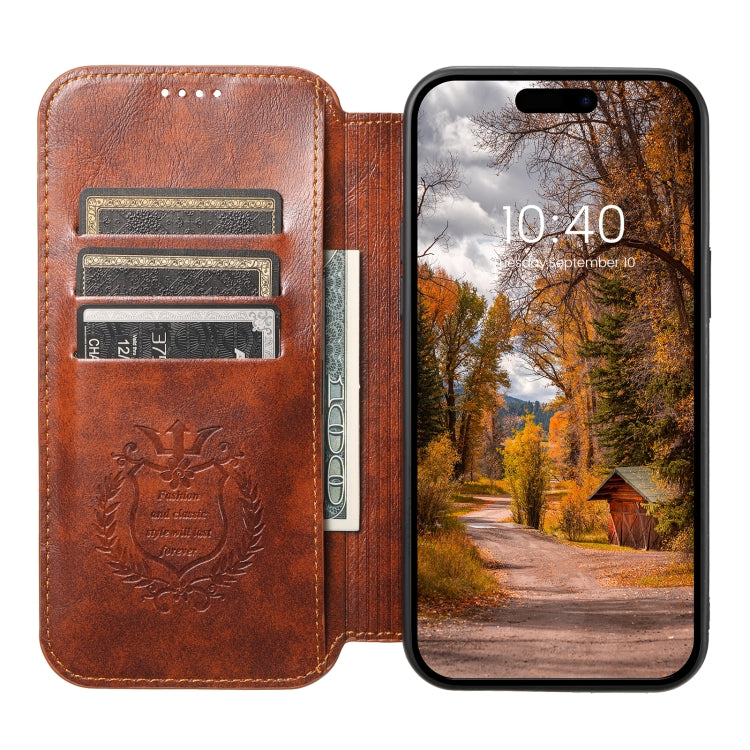For iPhone 15 Pro Max Suteni J05 Leather Magnetic MagSafe Phone Case(Khaki) - free shipping - PMC Jewellery - Order now!