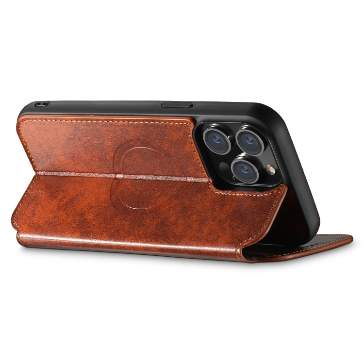 For iPhone 15 Pro Max Suteni J05 Leather Magnetic MagSafe Phone Case(Khaki) - free shipping - PMC Jewellery - Order now!