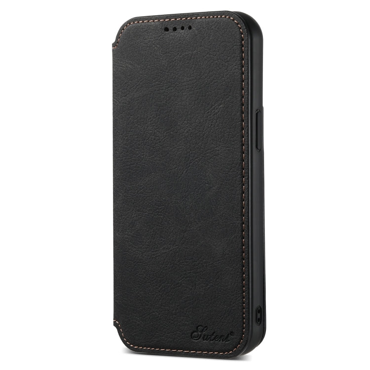 For iPhone 15 Plus Suteni J06 Retro Matte Litchi Texture Leather MagSafe Phone Case(Black) - free shipping - PMC Jewellery - Order now!