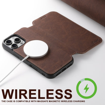 For iPhone 16 Pro Suteni J06 Retro Matte Litchi Texture Leather MagSafe Phone Case(Brown) - iPhone 16 Pro Cases by Suteni | Online Shopping South Africa | PMC Jewellery | Buy Now Pay Later Mobicred