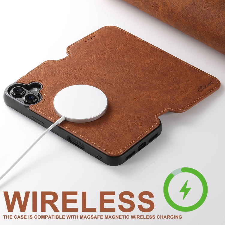 For iPhone 16 Pro Suteni J06 Retro Matte Litchi Texture Leather MagSafe Phone Case(Khaki) - iPhone 16 Pro Cases by Suteni | Online Shopping South Africa | PMC Jewellery | Buy Now Pay Later Mobicred