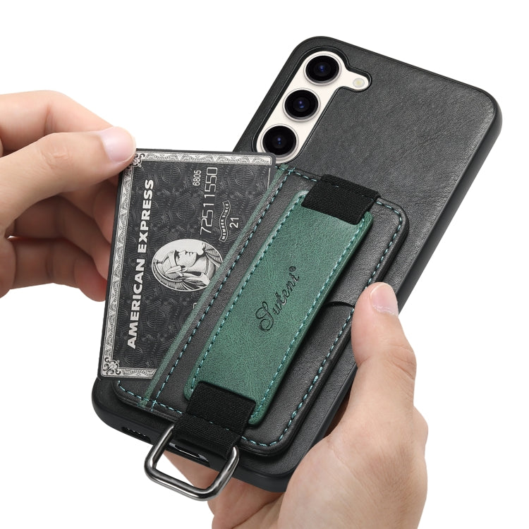 For Samsung Galaxy S24+  5G Suteni H13 Card Wallet Wrist Strap Holder PU Phone Case(Black) - free shipping - PMC Jewellery - Order now!