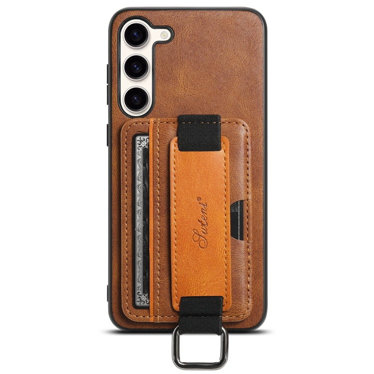 For Samsung Galaxy S24+  5G Suteni H13 Card Wallet Wrist Strap Holder PU Phone Case(Brown) - Galaxy S24+ 5G Cases by Suteni | Online Shopping South Africa | PMC Jewellery | Buy Now Pay Later Mobicred