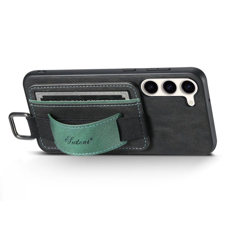For Samsung Galaxy S24  5G Suteni H13 Card Wallet Wrist Strap Holder PU Phone Case(Black) - free shipping - PMC Jewellery - Order now!