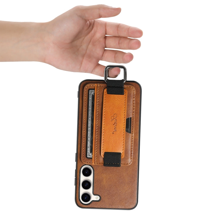 For Samsung Galaxy S24  5G Suteni H13 Card Wallet Wrist Strap Holder PU Phone Case(Brown) - free shipping - PMC Jewellery - Order now!