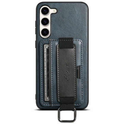 For Samsung Galaxy S24  5G Suteni H13 Card Wallet Wrist Strap Holder PU Phone Case(Blue) - Galaxy S24 5G Cases by Suteni | Online Shopping South Africa | PMC Jewellery | Buy Now Pay Later Mobicred